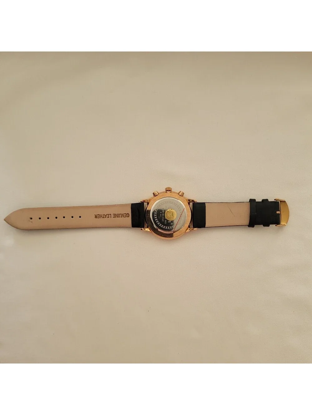 MEGIR M2011 Quartz Watch Rose Gold Black Leather Partial Chronograph